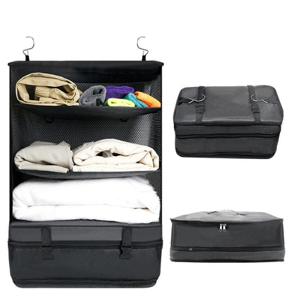 3-in-1 Travel Clothes Storage Hanging Bag - Large Capacity Garment Organizer for Underwear, Socks & Clothes, Hanging Design