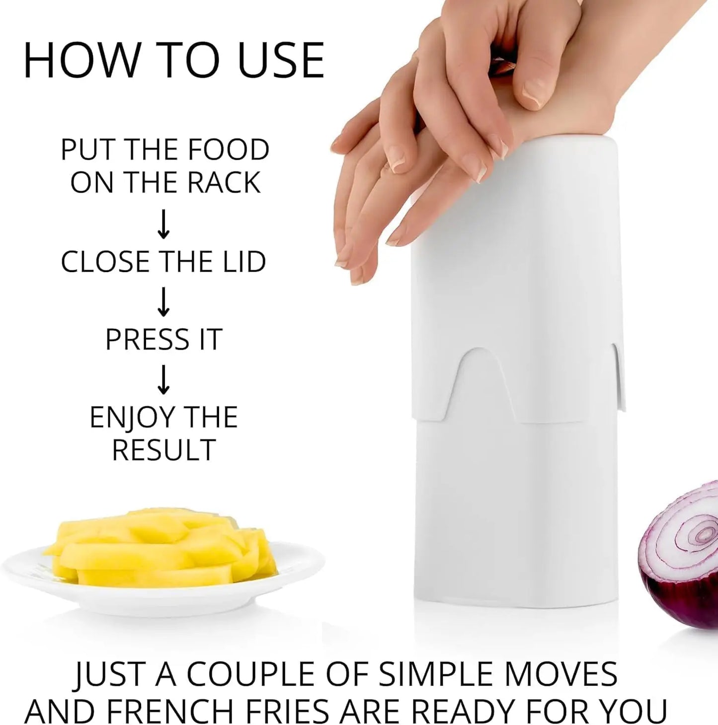 White French Fry Cutter Tool Food and Vegetable Shredder Manual Natural Cutting for Quick Dicing Vegetables and Potatoes Tools