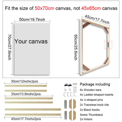 Various Sizes Canvas Frame Wooden Frames Natural Wooden Photo Oil Painting Canvas Diamond Painting Frames Canvas Wood Wall Frame