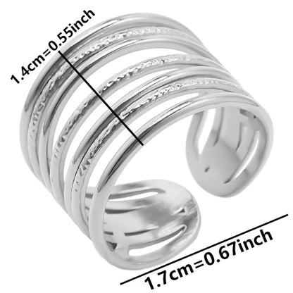 Stainless Steel Chunky Open Ring – Vintage Hollow Multi-Layer Design