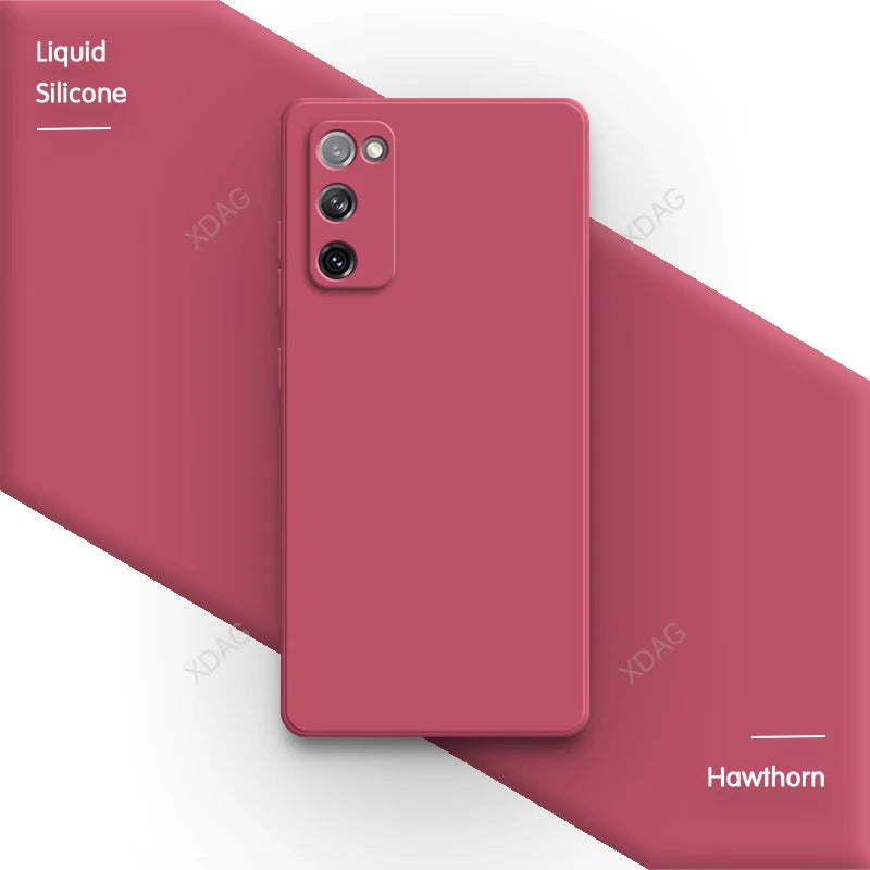 Straight Edge Housing for Samsung Galaxy S20 FE S20FE Plus Ultra 5G Plain Candy Color Soft Liquid Silicone Phone Case Back Cover