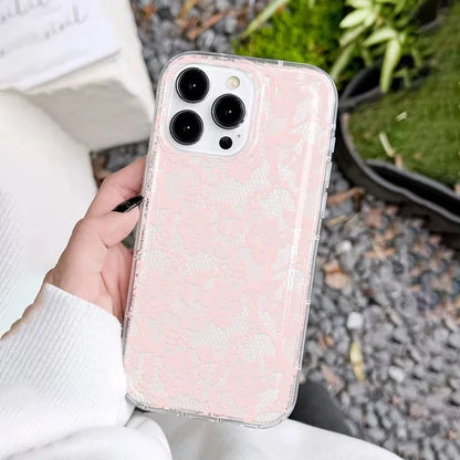 Elegant Romantic White Lace Pattern Phone Case For iPhone 17 Pro Air 16 15 14 13 12 11 Pro Max 7 8 Plus SE2 16E Soft Clear Cover
