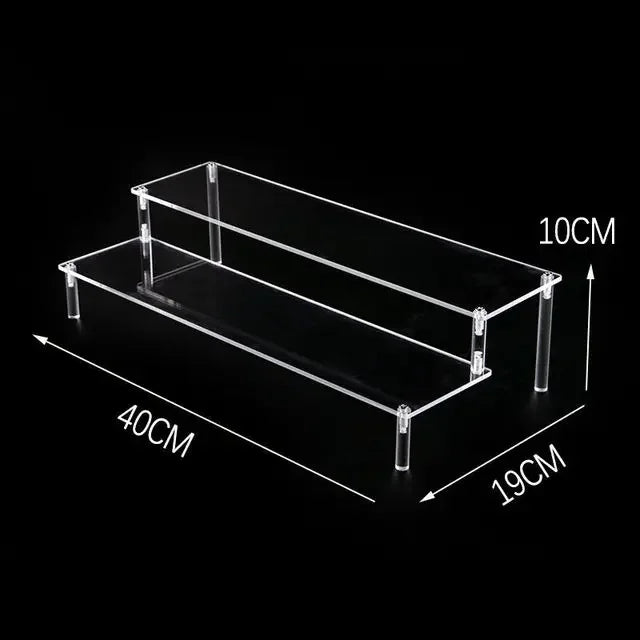 Black 1-5 Tier Acrylic Display Stand Clear Display Riser Rack for Cupcake Perfume Doll Décor Organizer Amiibo Funko POP Figures