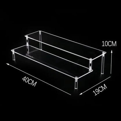 Black 1-5 Tier Acrylic Display Stand Clear Display Riser Rack for Cupcake Perfume Doll Décor Organizer Amiibo Funko POP Figures
