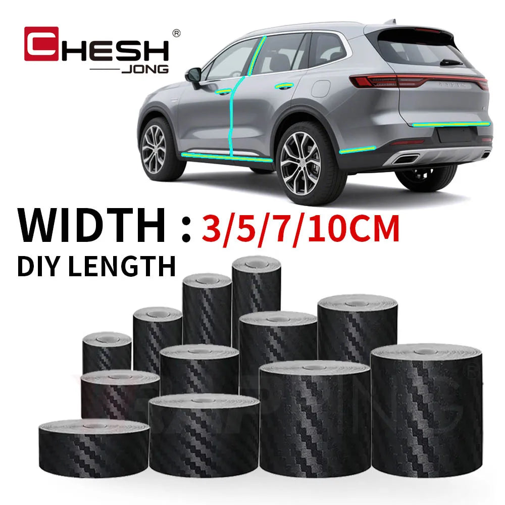 3D Carbon Fiber Car Sticker Paste Protector Glossy Black Vinyl Wrap Film Car Wrap Sheet Film Waterproof Protection Accessories