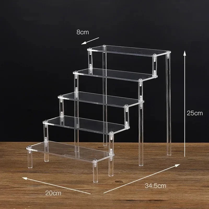 1-5 Tier Iridescent Acrylic Display Risers Stand Shelf for Figures Collectibles Cupcakes Perfumes Jewel Decorating & Organizing
