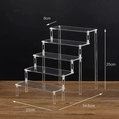 1-5 Tier Iridescent Acrylic Display Risers Stand Shelf for Figures Collectibles Cupcakes Perfumes Jewel Decorating & Organizing