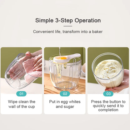 Household Automatic Whisk Electric Milk Frother Whipped Cream Mixer USB Rechargeable Food Blender Whisk Wireless Stand Mixer