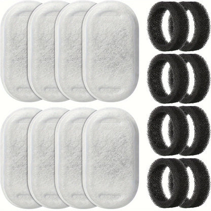 32pcs 16pcs 8pcs Automatic Cat Fountain Filter Replacement, Activated Carbon Cat Drinking Water Filter With Sponge Foam Filter