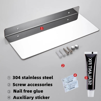 Black/ Chrome Bathroom Shelf Thicken Stainless Steel Corner Shelves Towel Rack Shampoo Holder Kitchen Storage Rack 20/30/40/50cm