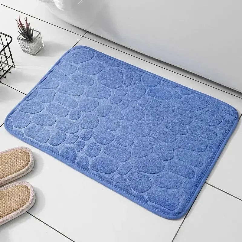 Microfiber Embossed Pebble Bath Mat – Anti-Slip Floor Rug