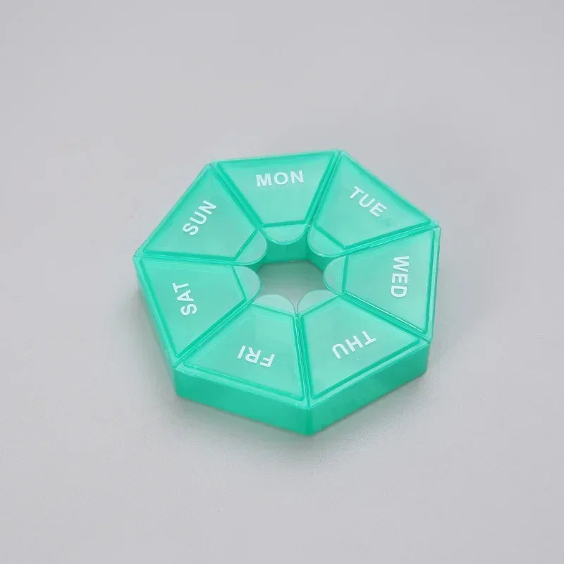 1/2/3Pcs A Week 7 Corners Pill Box Round 7 Boxes For One Week Small Pill Box Mini 7 Days Portable Points Medicine Jewelry Box