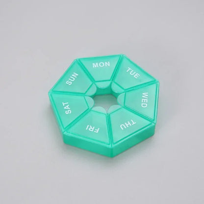 1/2/3Pcs A Week 7 Corners Pill Box Round 7 Boxes For One Week Small Pill Box Mini 7 Days Portable Points Medicine Jewelry Box
