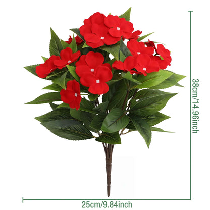 1/2/6PCS Artificial Flowers, Realistic Faux Balsam, Lifelike Stems, UV Resistant for Home Hotel  Indoor Outdoor Decor
