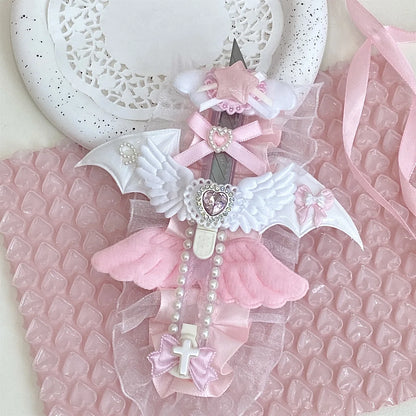 Cute Pink Cat's Claw Angel Wings Art Knife Mini Utility Cutter Retractable Letter Opener Portable Cute Opener Paper Cutting Tool