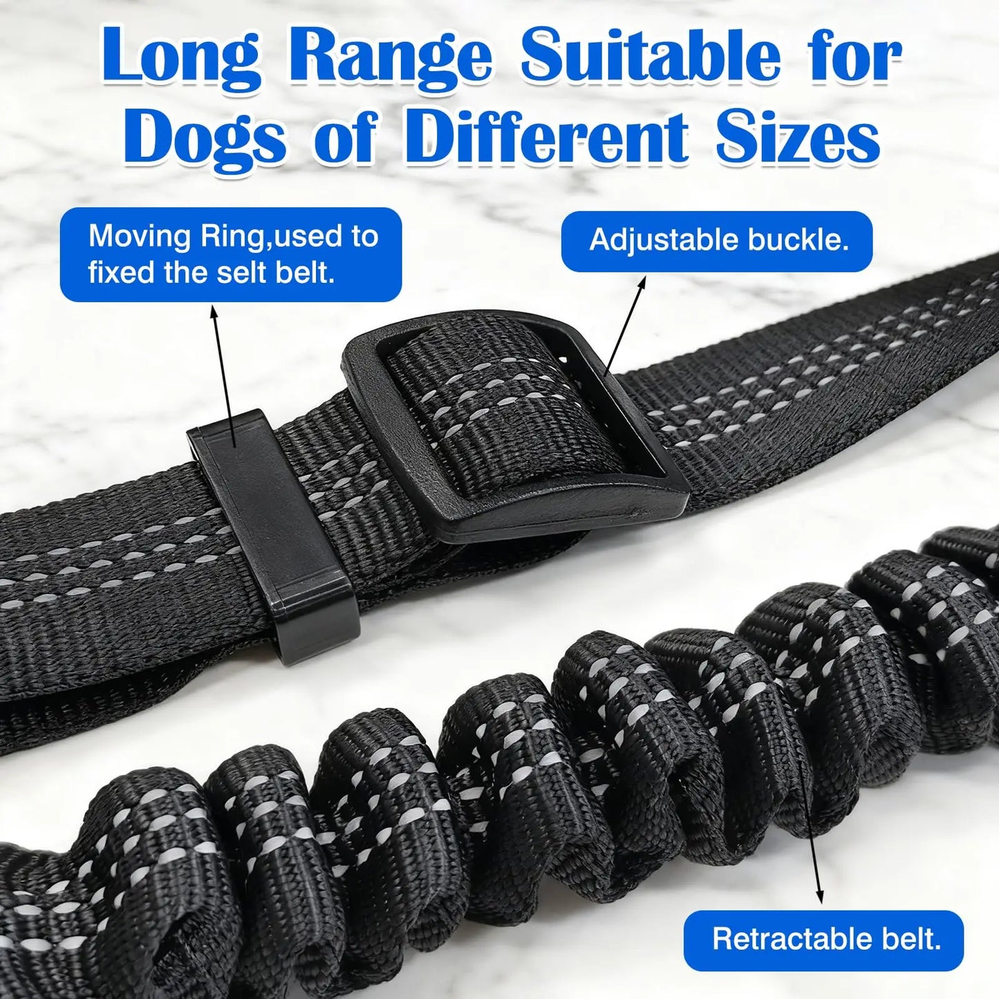 High Grade Dog Car Safety Belt Dog Safety Belt with Damping Belt and Reflective Line Adjustable Length Suitable Any Dog 1PCS