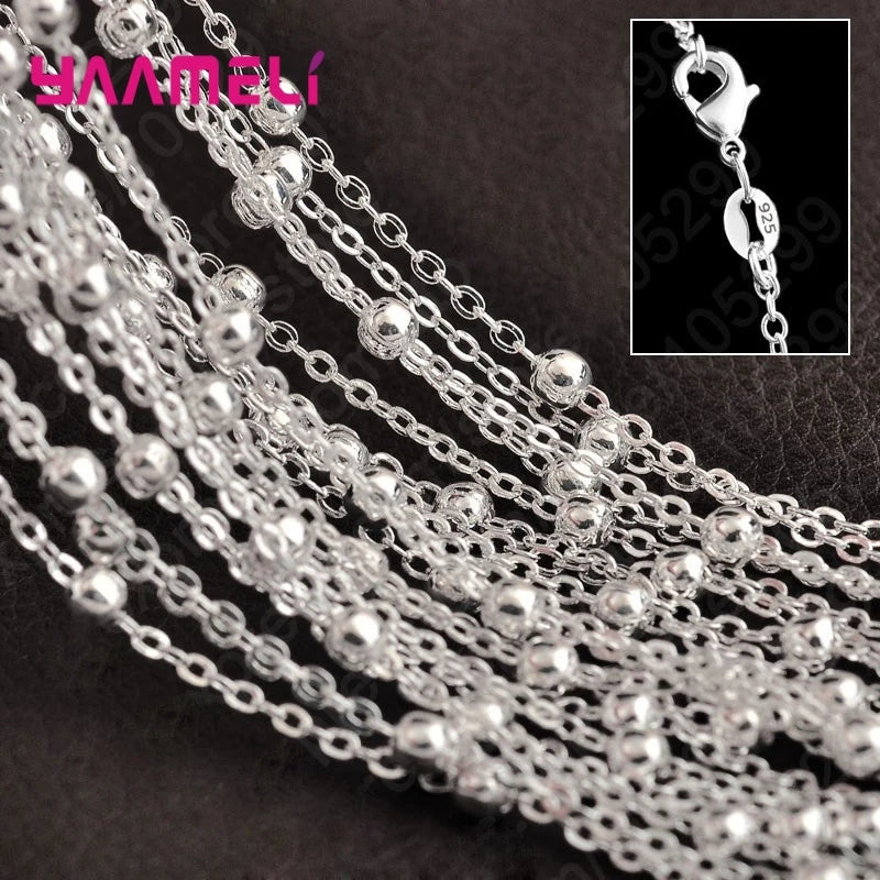 10PCS Wholesale Pure 925 Sterling Silver Charm Link Chain Necklace Jewelry with Strong Smooth Lobster Clasps 16-30 Inches
