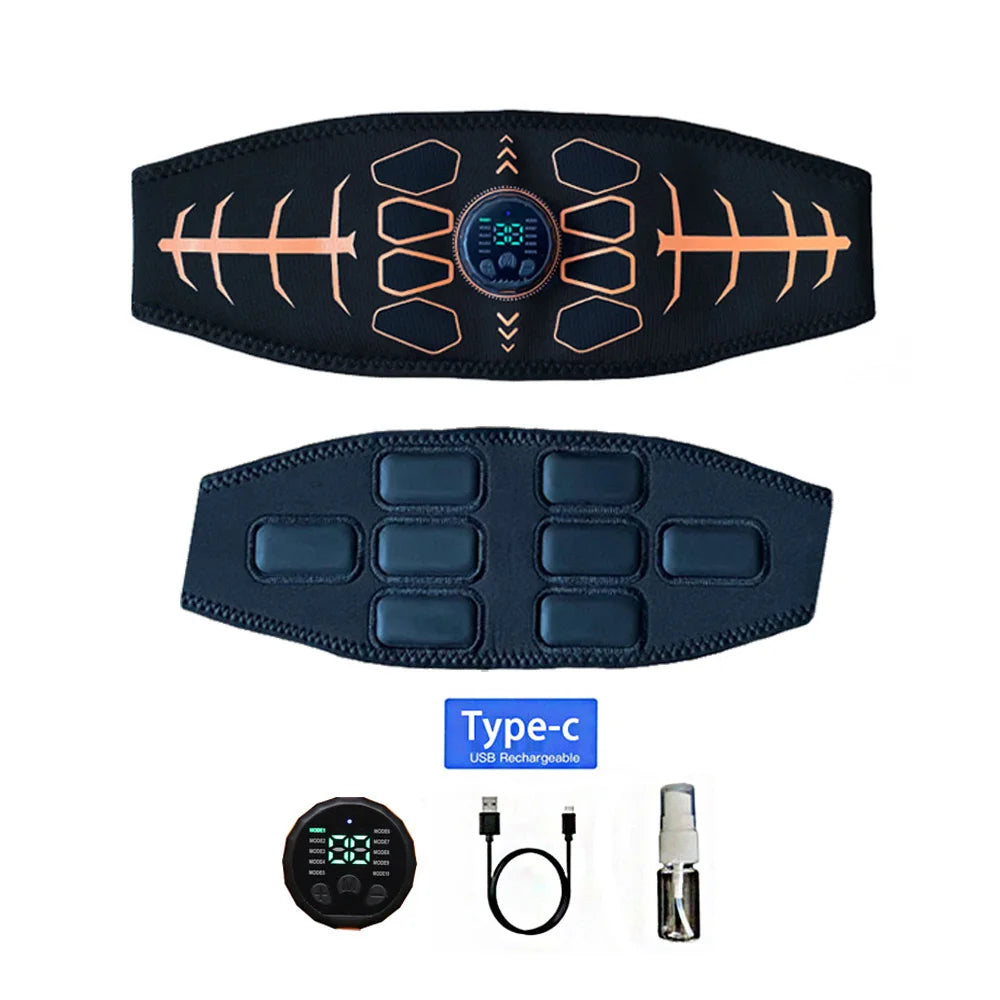 Smart Muscle Toner Abdominal Toning Belt Abs Trainer USB Recharge Body Massager Home Gym Training Fitness Equipment