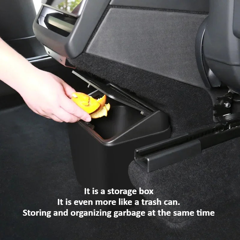 For Tesla Model Y Juniper 2025 Rear Seat Trash Can Middle Under-seat Storage Box ABS Waterproof Umbrella Box Car Accessories