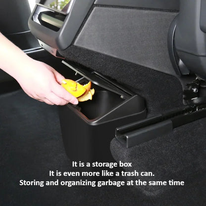 For Tesla Model Y Juniper 2025 Rear Seat Trash Can Middle Under-seat Storage Box ABS Waterproof Umbrella Box Car Accessories