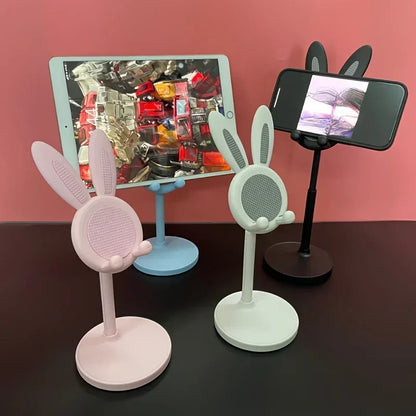 Cute Rabbit Desktop Phone Holder Can Lift and Adjust Height Cellphone Stand Lazy Bracket For iPhone IPad Samsung Xiaomi Tablet