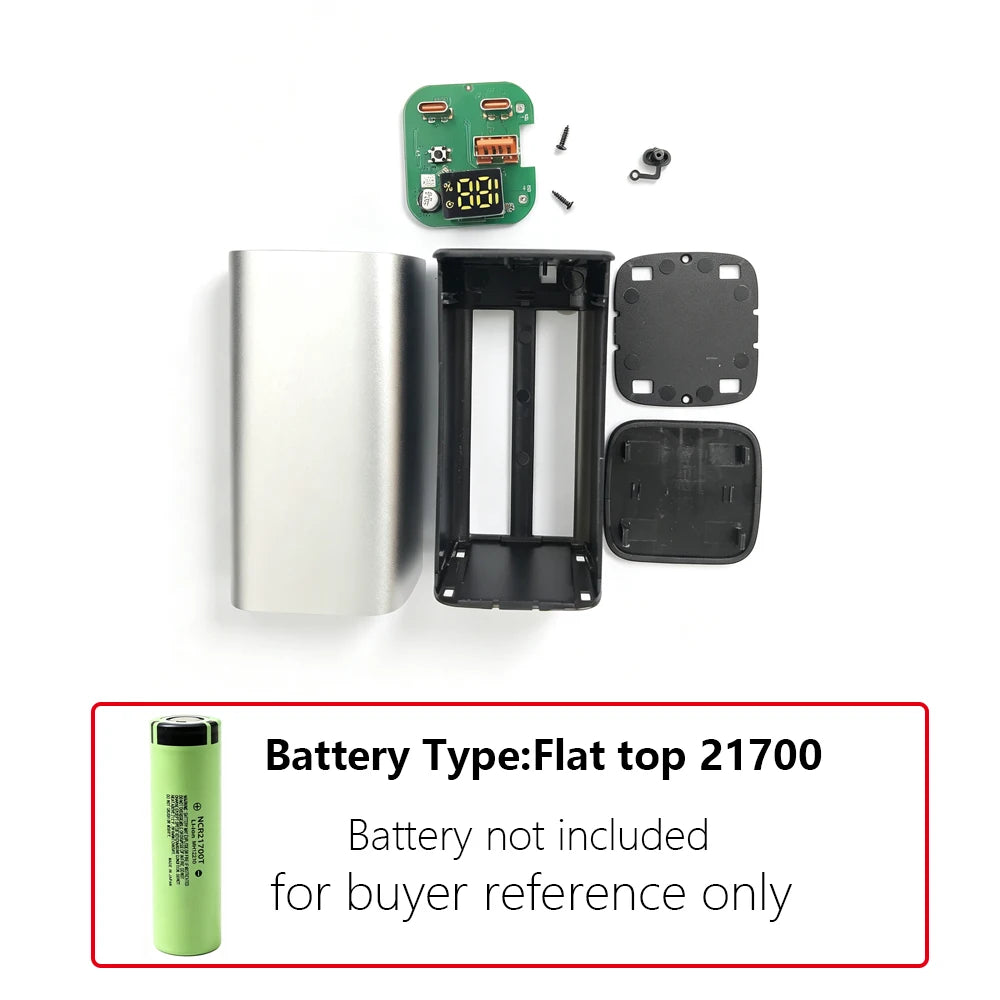 22.5W PD QC Fast Charge Aluminum DIY Power Bank Case Digital LED Display 4x21700 Battery Portable Charger DIY Module No Battery