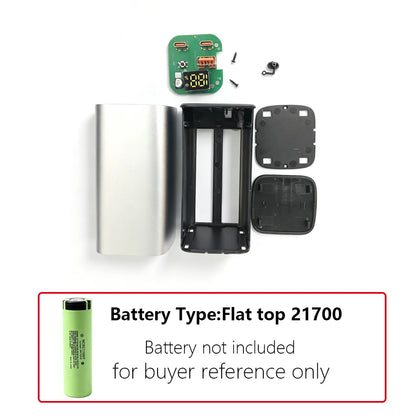 22.5W PD QC Fast Charge Aluminum DIY Power Bank Case Digital LED Display 4x21700 Battery Portable Charger DIY Module No Battery