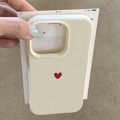 Simple Red Love Heart Soft TPU Phone Case For iPhone 17 Air 16 14 13 12 11 Pro Max 7 8 Plus Cover For iPhone 16E 15 Pro Cases