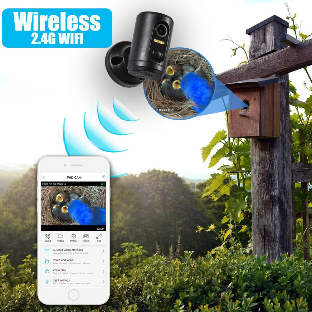1080P Mini Bird House Camera Wifi With Battery Long Standby Indoor PIR Detection Wireless Bird Camera Feeder Video Animal Camera
