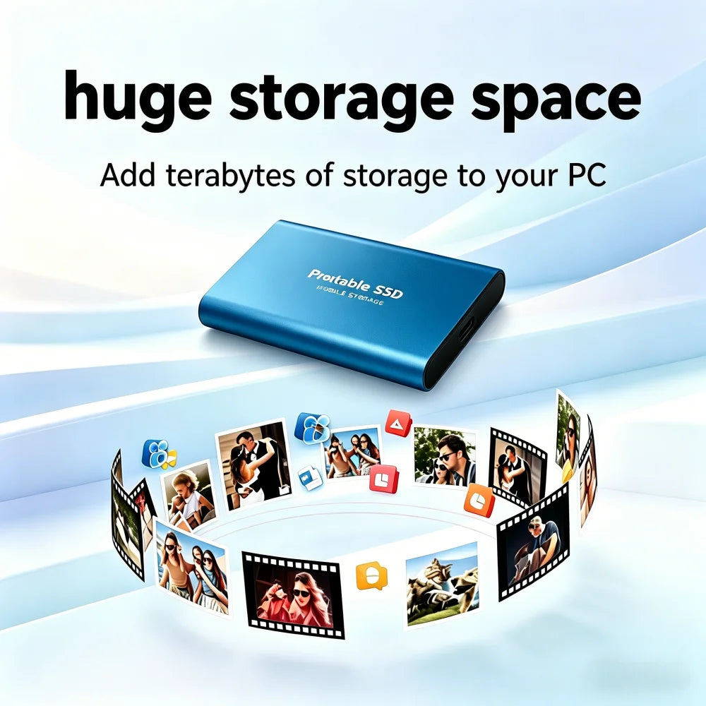 16TB Mass Storage Portable SSD 1TB 2TB 4TB 8TB USB3.2 External Hard Drive High Speed Solid Disk for All Devices