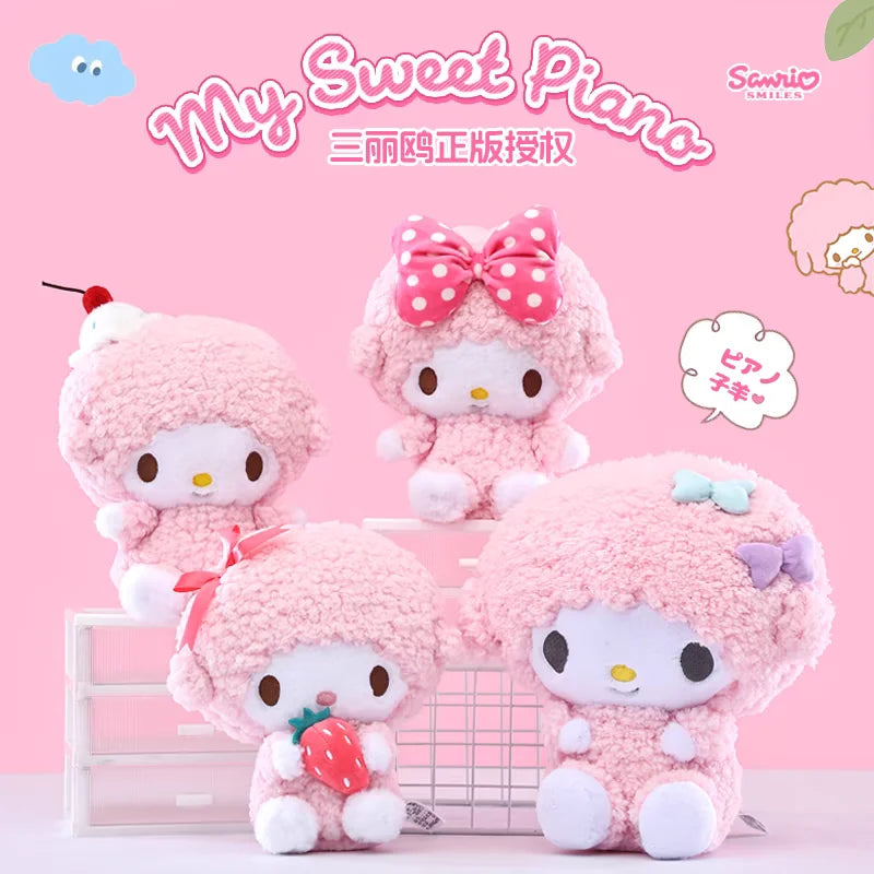 Genuine Sanrio Piano Plush Toy Hello Kitty My Melody Kuromi Cinnamoroll Cartoon Student Backpack Pendant Decoration Girl Gift