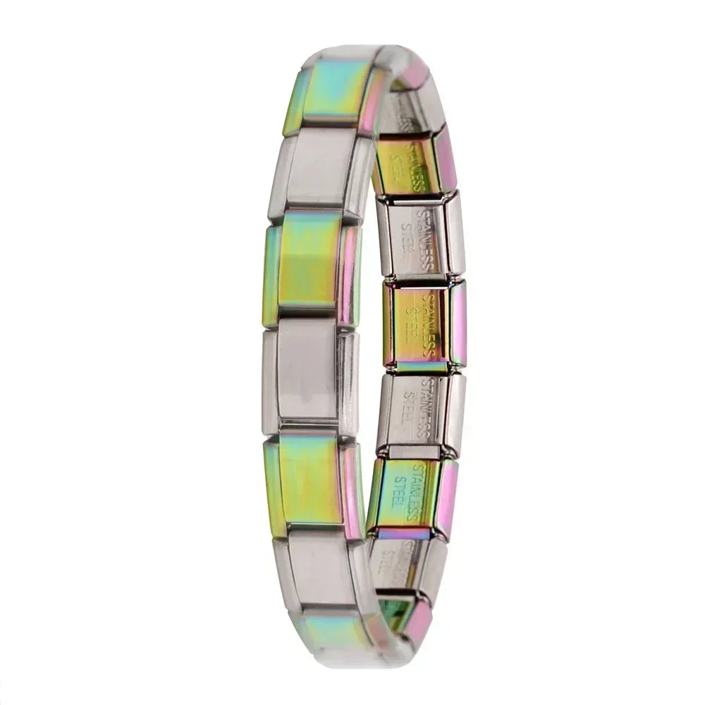 Hapiship Italian Elastic Charm Bracelet – 9mm Stainless Steel Fashion Bangle for Women & Men