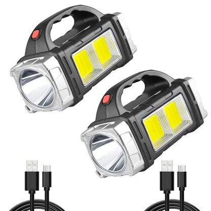New Upgrade Rechargeable High Power Solar LED COB Flashlight With Power Bank Waterproof Multifunctional Hand Lamp For Outdoor