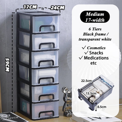 Clear Desktop Storage Box with Drawer Heightened Table Organizer Plastic Office storage cabinet  for Stationery cosmetics