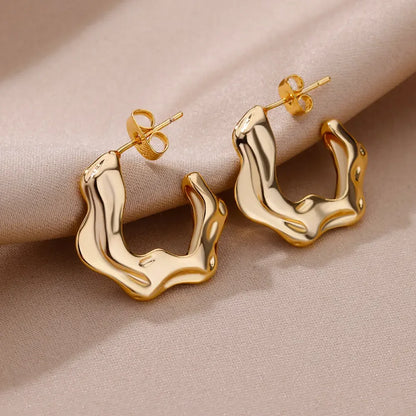 Heart Stainless Steel Earrings for Women – Gold Color Hoop Earring with Zircon, Waterproof & Trendy