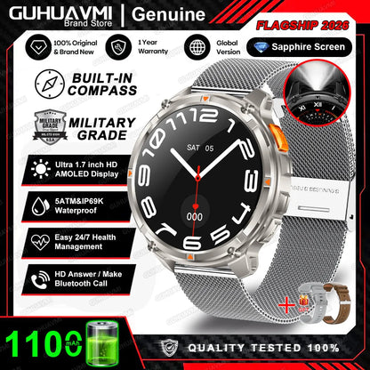2026 New T-Rex3 Pro 1100mAh Battery Smart Watch GPS path 5ATM Waterproof Sports Run tracker Outdoors Compass Military Smartwatch