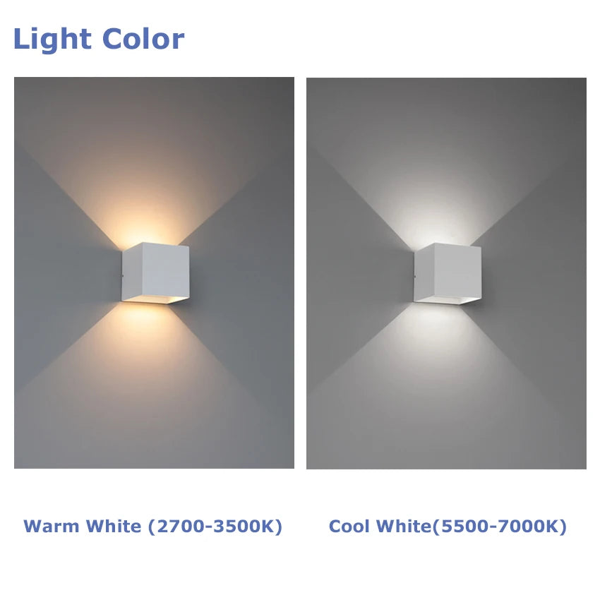 6W/12W LED Waterproof Wall Lamp in Black/White/Grey for Indoor and Outdoor Decoration Lighting Aluminum Wall Lights AC 110V 220V