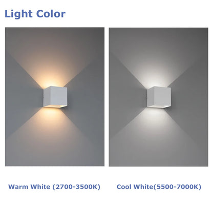 6W/12W LED Waterproof Wall Lamp in Black/White/Grey for Indoor and Outdoor Decoration Lighting Aluminum Wall Lights AC 110V 220V
