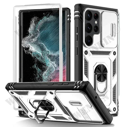 Case For Samsung S26 Ultra S25 S24 S23 Plus S25 FE A57 A56 A37 A36 A17 A16 5G Heavy Duty with Camera 360 Degree Kickstand Cover