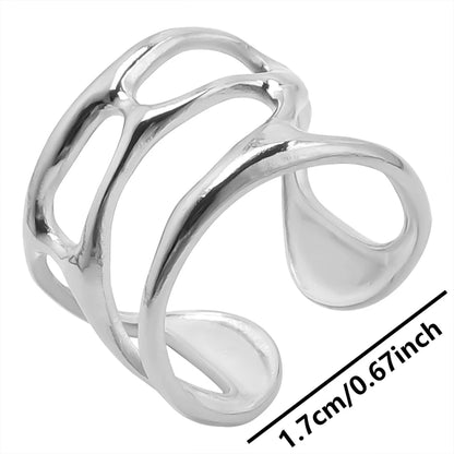 Stainless Steel Chunky Open Ring – Vintage Hollow Multi-Layer Design