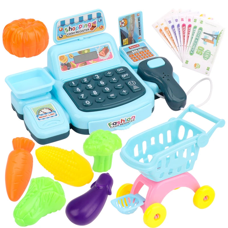 Simulation Shopping Cash House Toys Electronic Game Lighting And Sound Effects Supermarket Cashier Toys