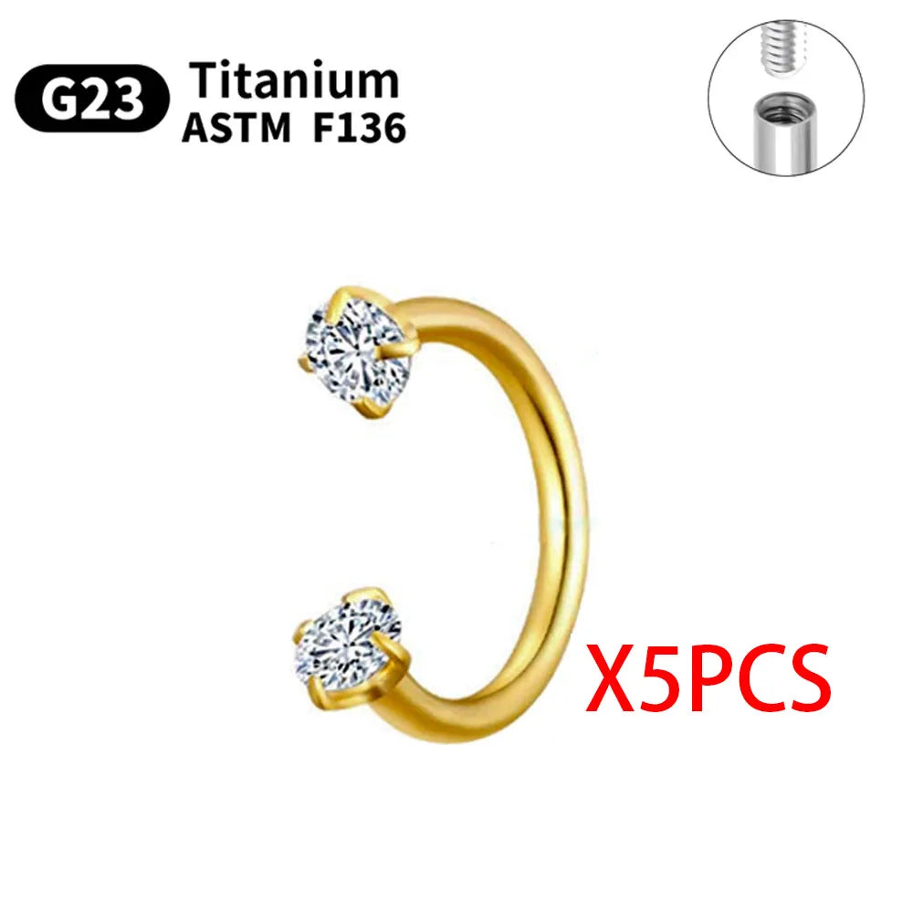 G23 Titanium Piercings Labret Stud Kit – 1/5/10pcs Lip, Nose, Eyebrow, and Cartilage Body Jewelry