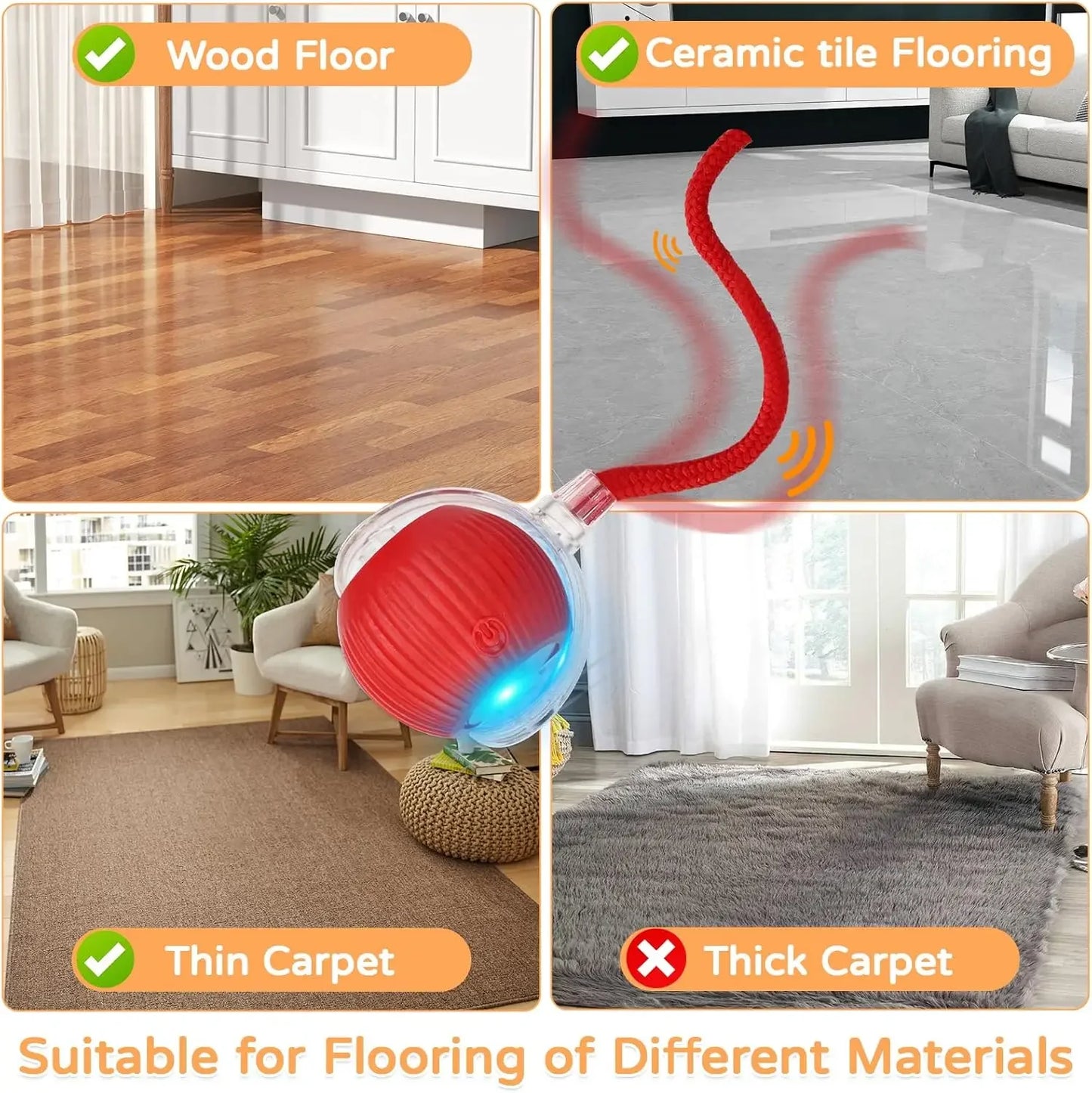 iLMH 1/2 PCS Cat Interactive Ball Toy Automatic Rolling Ball Faux Tail Rechargeable Smart Pet Electric Toy Pet Toy Imitate Mouse