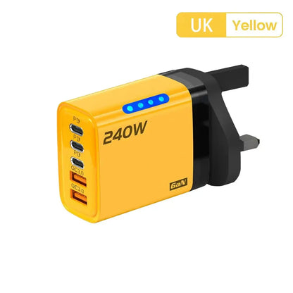 240W 5 Ports GaN Fast USB Charger Multi Port Wall Power Adapter Quick Charge Phone Charger EU US Plug For iPhone Samsung Xiaomi