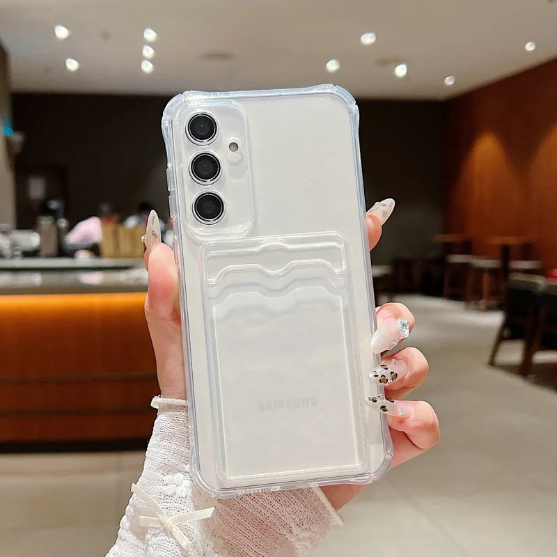 Case For Samsung Galaxy S25 Edge S26 S22 S23 S24 Ultra S24 S25 FE A57 A37 A17 A56 A55 A54 A15 A36 A26 Card Bag Clear Phone Cover