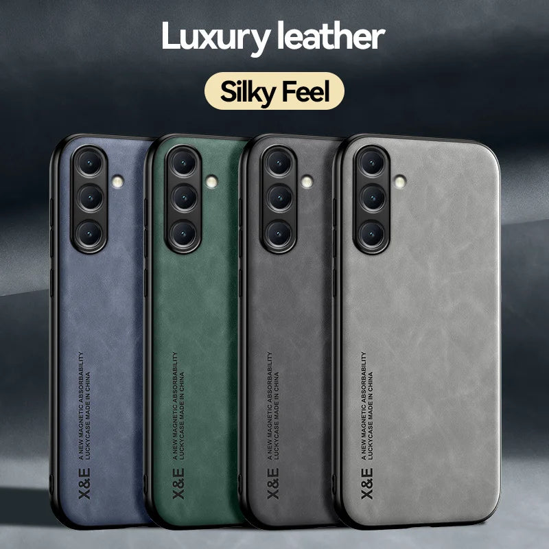 For Samsung Galaxy A56 A36 A26 A16 5G Case Soft Silicone Car Holder Magnetic Leather Phone Cover for Galaxy A06 A 56 36 16 Funda