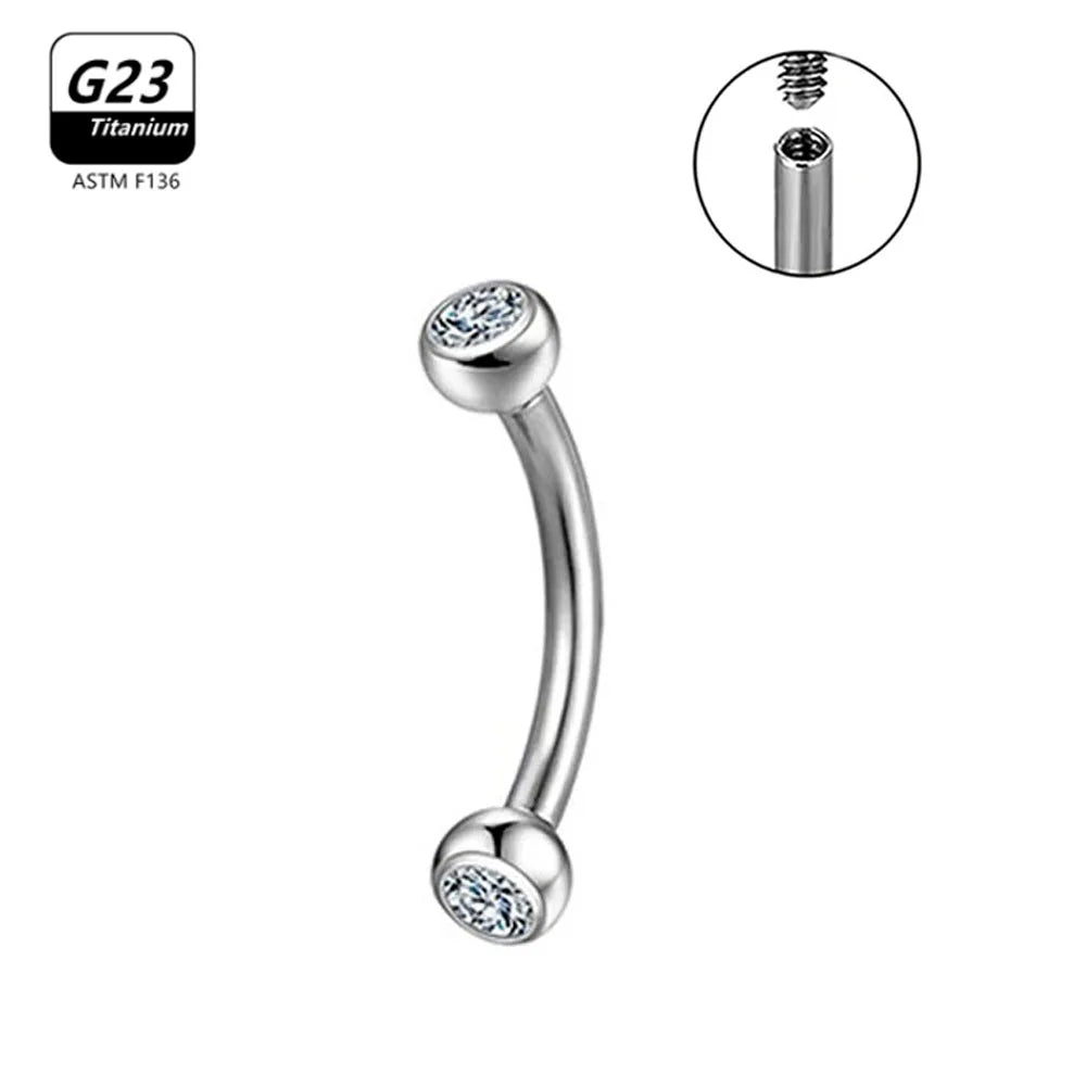 G23 Titanium Eyebrow Piercing Jewelry with Zircon – 1/5/50pcs Wholesale