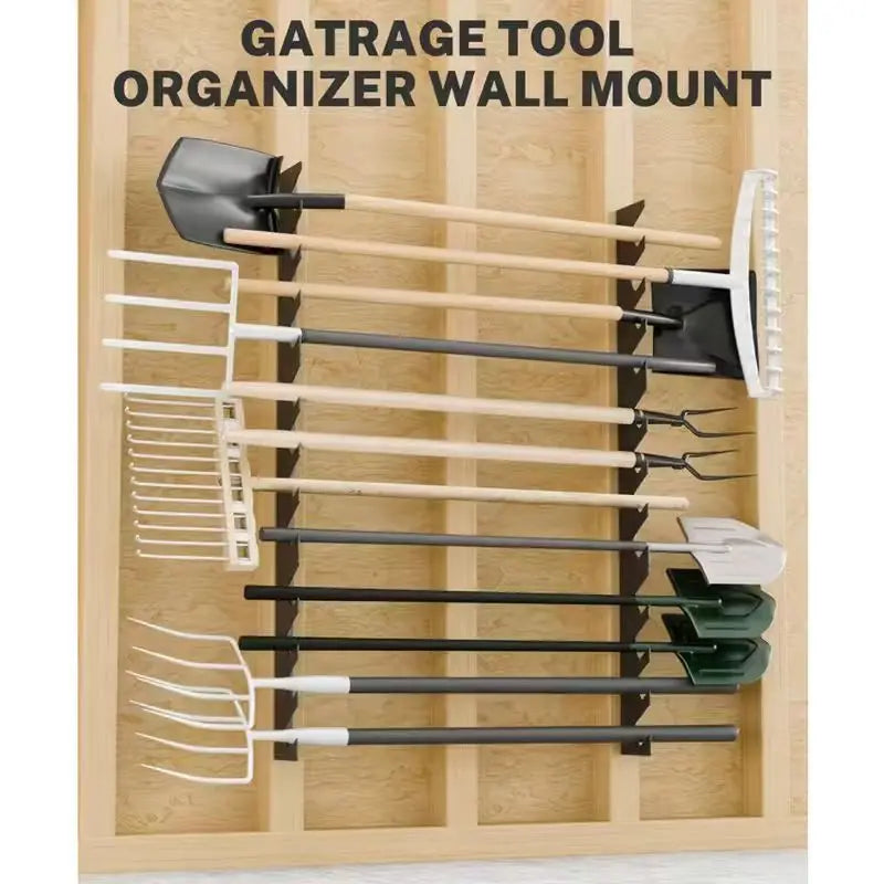 8/12th floor garage tool rack wall mounted, shed wall organization rack, horizontal tool rack, shovel and rake