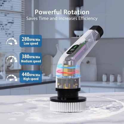 9 in 1Electric Spin Scrubber,Cordless Cleaning Brush Shower Scrubber – Adjustable Extension Handle Waterproof for Tub Tile Floor