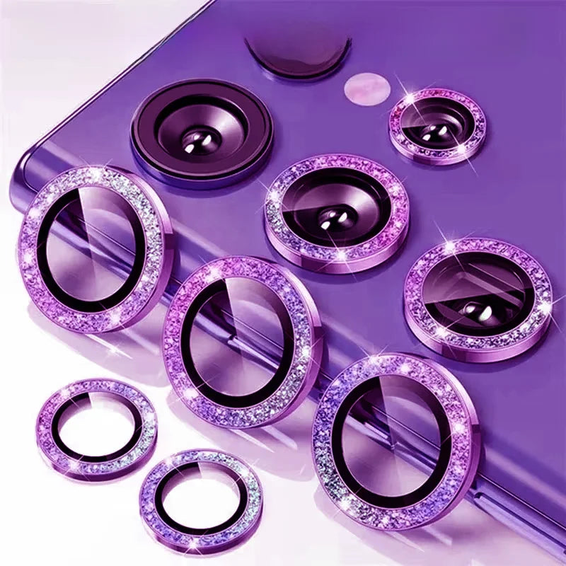 Diamond Glitter Lens Glass For Samsung Galaxy S26 Ultra Plus HD Clear Camera Protector For Samsung S25 S24 Metal Ring Lens Film
